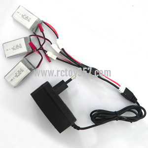 RCToy357.com - MJX X401H RC QuadCopter toy Parts 1 to 3 Charging Cable + charger + 3pcs Battery 7.4V 350mA